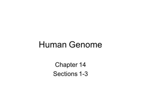 Human Genome Chapter 14 Sections 1-3.