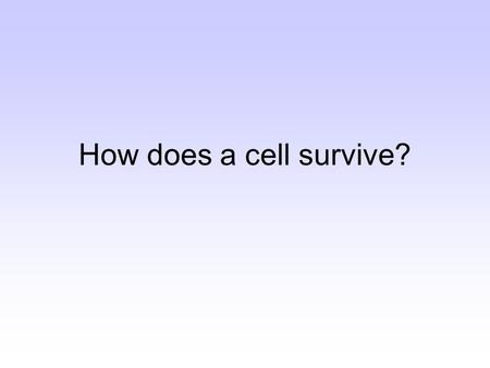 How does a cell survive?.  Everything, from the structure covering the cells to.