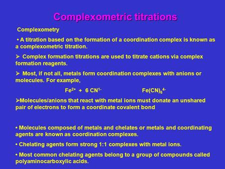 Complexometric titrations
