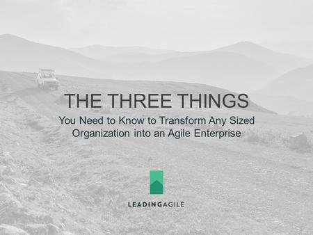 THE THREE THINGS You Need to Know to Transform Any Sized Organization into an Agile Enterprise.