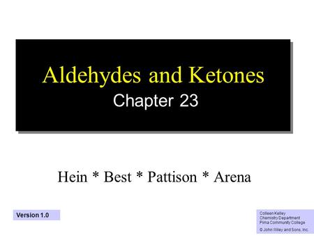 Aldehydes and Ketones Chapter 23