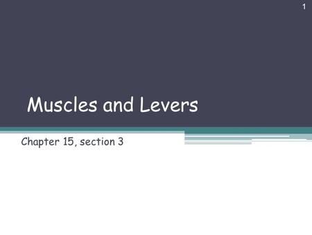 Muscles and Levers Chapter 15, section 3.