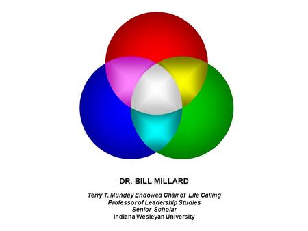 DR. BILL MILLARD Terry T. Munday Endowed Chair of Life Calling Professor of Leadership Studies Senior Scholar Indiana Wesleyan University.