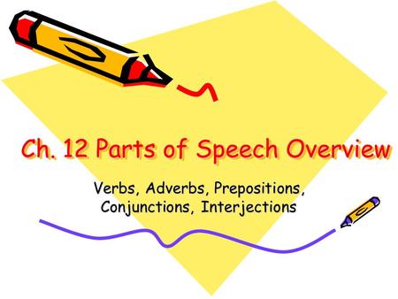 Ch. 12 Parts of Speech Overview