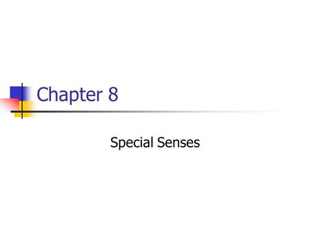 Chapter 8 Special Senses. Introduction: We are usually told that we have 5 senses that keep us in touch with what is going on in the external world: Touch,