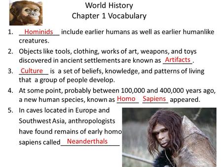 World History Chapter 1 Vocabulary