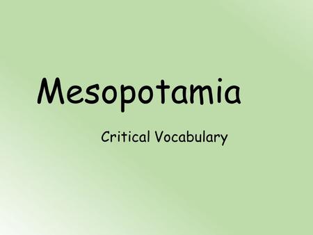 Mesopotamia Critical Vocabulary.