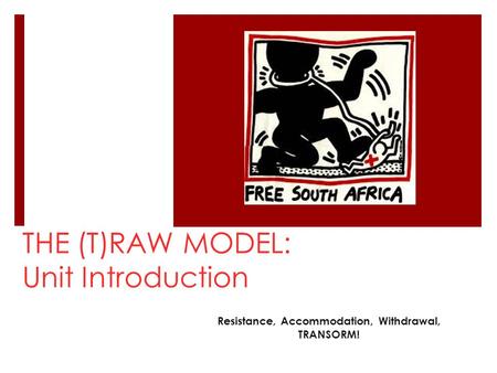 THE (T)RAW MODEL: Unit Introduction Resistance, Accommodation, Withdrawal, TRANSORM!