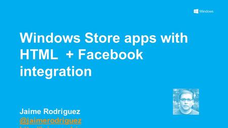Windows Store apps with HTML + Facebook integration