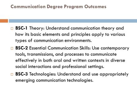 Communication Degree Program Outcomes