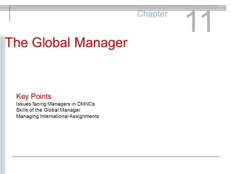 11 The Global Manager Chapter Key Points