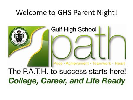 Welcome to GHS Parent Night!. Graduation Requirements For 9 th graders entering high school in 13-14 and 14-15.