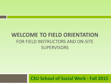 CSU School of Social Work - Fall 2015