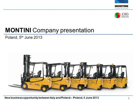 New business opportunity between Italy and Poland – Poland, 5 June 2013 1 MONTINI Company presentation Poland, 5 th June 2013.