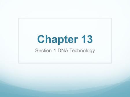 Chapter 13 Section 1 DNA Technology. DNA Identification Only.10% of the human genome varies from person to person 98% of our genetic makeup does not code.