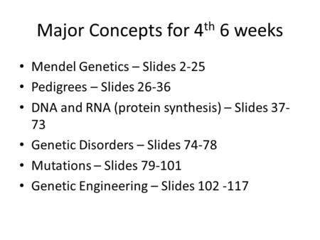 Major Concepts for 4th 6 weeks