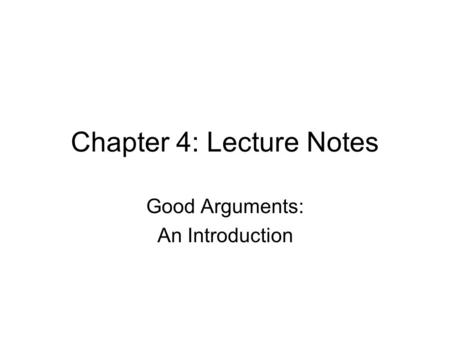 Chapter 4: Lecture Notes