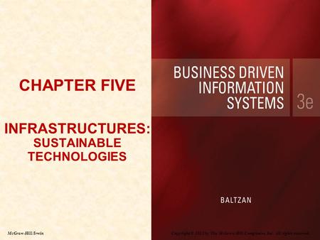 CHAPTER FIVE INFRASTRUCTURES: SUSTAINABLE TECHNOLOGIES