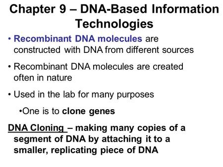 Chapter 9 – DNA-Based Information Technologies