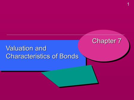 1 Valuation and Characteristics of Bonds Chapter 7.