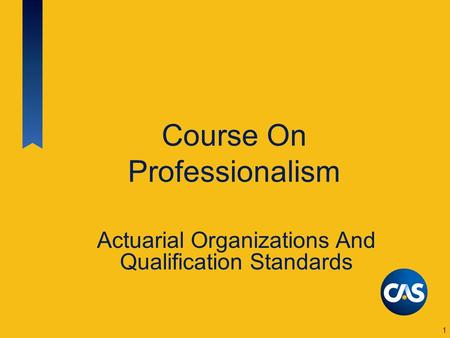 Course On Professionalism Actuarial Organizations And Qualification Standards 1.