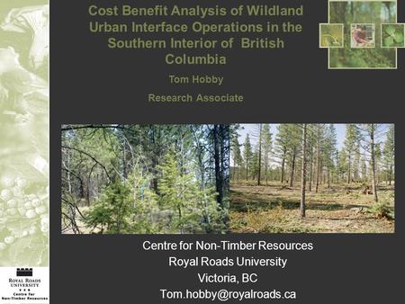 Centre for Non-Timber Resources Royal Roads University Victoria, BC Cost Benefit Analysis of Wildland Urban Interface Operations.