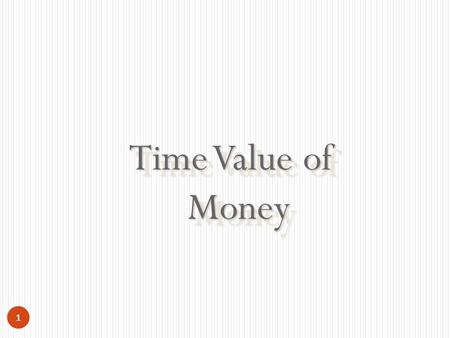 Time Value of Money.