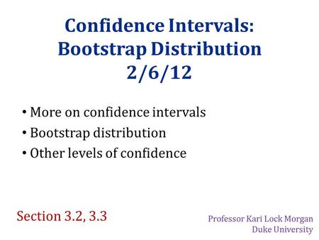 Confidence Intervals: Bootstrap Distribution