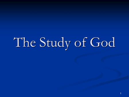 1 The Study of God. 2 The People Who Know Their God Knowing God by J I Packer Chapter 2.