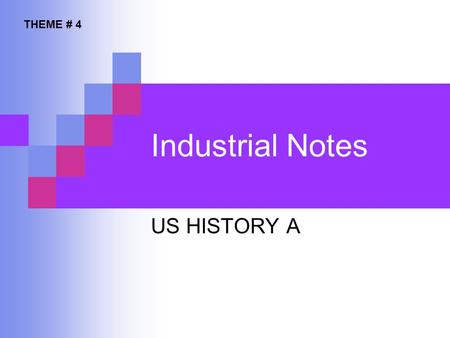 Industrial Notes US HISTORY A THEME # 4. STANDARD 11.1. 2 CREATED BY L. CARREON Standard 11.1.2 Students analyze the relationship among the rise of industrialization,