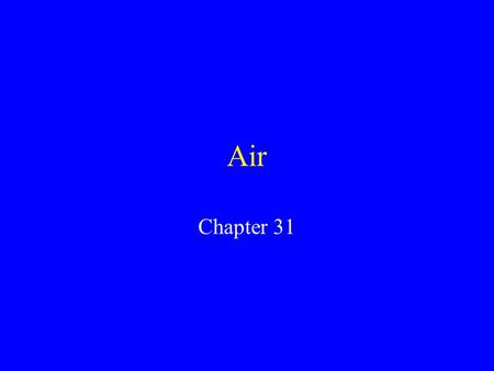 Air Chapter 31 Air Air is a mixture of gases which forms a blanket around the earth. Another name for air is the Atmosphere.