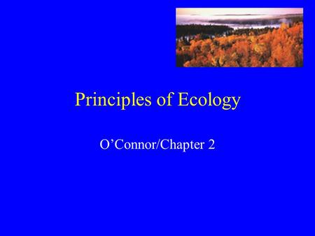 Principles of Ecology O’Connor/Chapter 2. Ecology The study of interactions that take place between organisms and their environments. Biosphere ~ the.