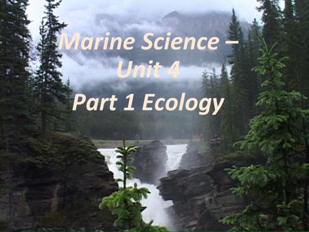 Marine Science – Unit 4 Part 1 Ecology.