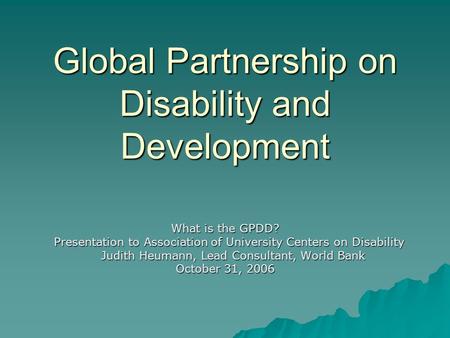 Global Partnership on Disability and Development