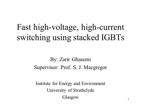 Fast high-voltage, high-current switching using stacked IGBTs