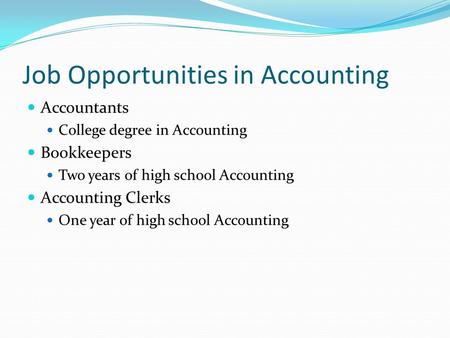 Job Opportunities in Accounting
