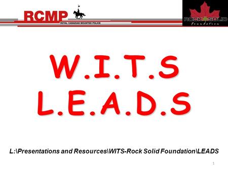 W.I.T.SL.E.A.D.S L:\Presentations and Resources\WITS-Rock Solid Foundation\LEADS 1.