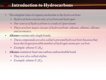 Introduction to Hydrocarbons