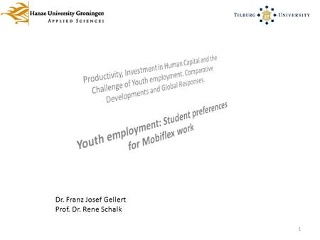 1 Dr. Franz Josef Gellert Prof. Dr. Rene Schalk. Youth employment: Student preferences for Mobiflex work 2 What we need is not the will to believe, but.