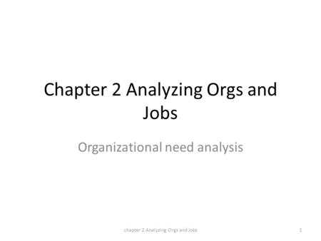 Chapter 2 Analyzing Orgs and Jobs Organizational need analysis chapter 2 Analyzing Orgs and Jobs1.