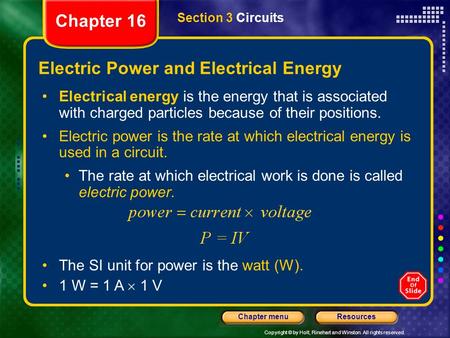 Electric Power and Electrical Energy