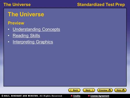 The Universe Preview Understanding Concepts Reading Skills