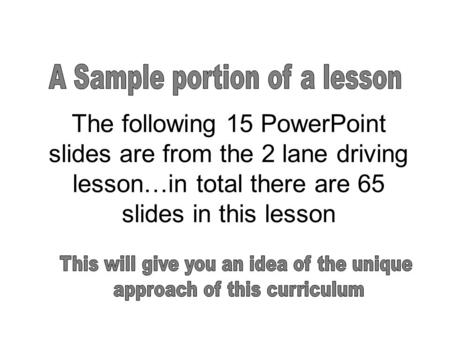 A Sample portion of a lesson