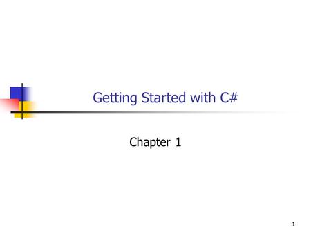 11 Getting Started with C# Chapter 1. 22 Objectives You will be able to: 1. Say in general terms how C# differs from C. 2. Create, compile, and run a.