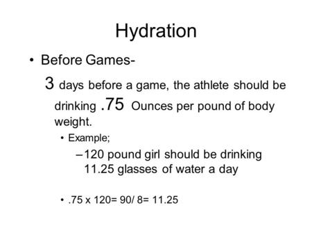 Hydration Before Games-