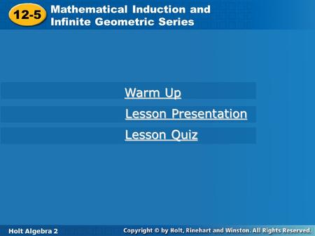12-5 Warm Up Lesson Presentation Lesson Quiz