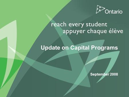 0 PUT TITLE HERE Update on Capital Programs September 2008.