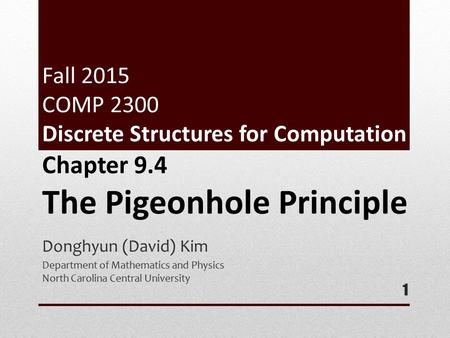Fall 2015 COMP 2300 Discrete Structures for Computation