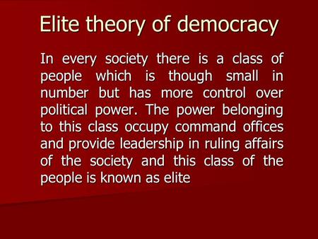 Elite theory of democracy