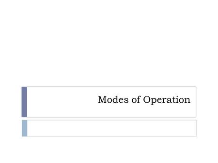 Modes of Operation. Topics  Overview of Modes of Operation  EBC, CBC, CFB, OFB, CTR  Notes and Remarks on each modes.